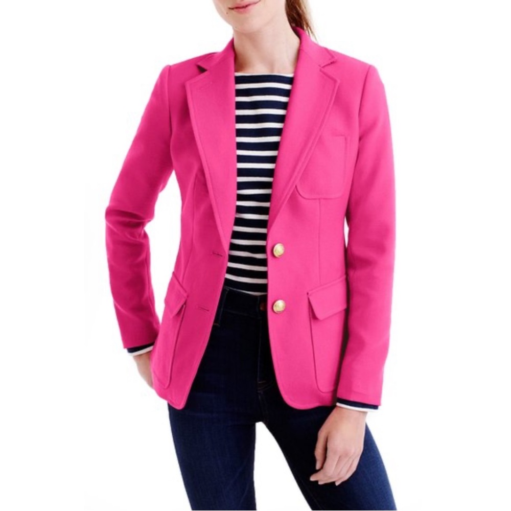 J CREW TOLLEGNO 1900 Women's Fushsia Italian Stretch Wool Single Breasted
